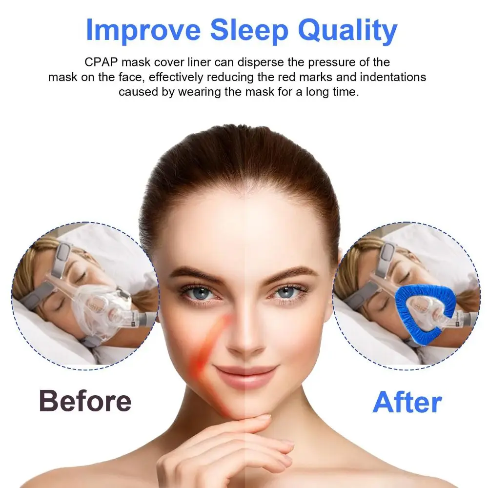 بطانات قناع الأنف CPAP القابلة لإعادة الاستخدام، قناع CPAP ناعم ومريح يغطي مقاس واحد يناسب جميع وسادة قناع CPAP من القماش القابل للتنفس