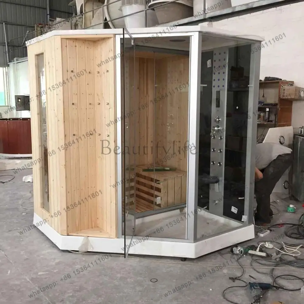1800X1800X2280mm Dry and Wet Combined Steam Shower Enclosure Far- infrared Heating  Sauna Room