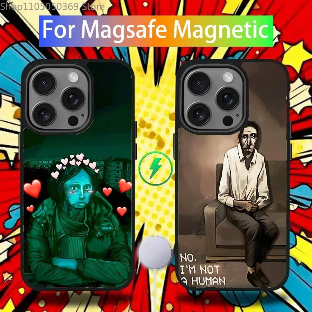 

Intruder No I am not a human Phone Case For iPhone 17,16,15,14,13,12,11,Pro,Max,Plus,Mini,SE4 Magnetic Magsafe Wireless Charging