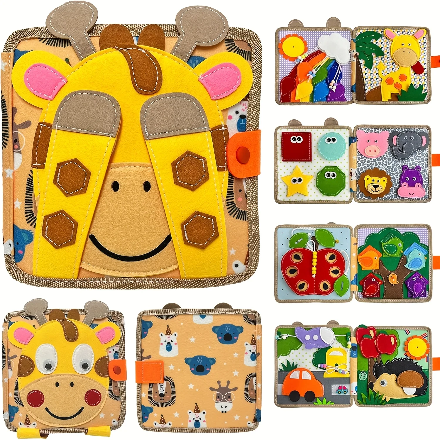 Książeczka sensoryczna 3D z filcu dla dzieci w wieku 1-3 lat, interaktywna książeczka z opowiadaniami o zwierzętach i naturze, edukacyjna zabawka do nauki w przedszkolu.