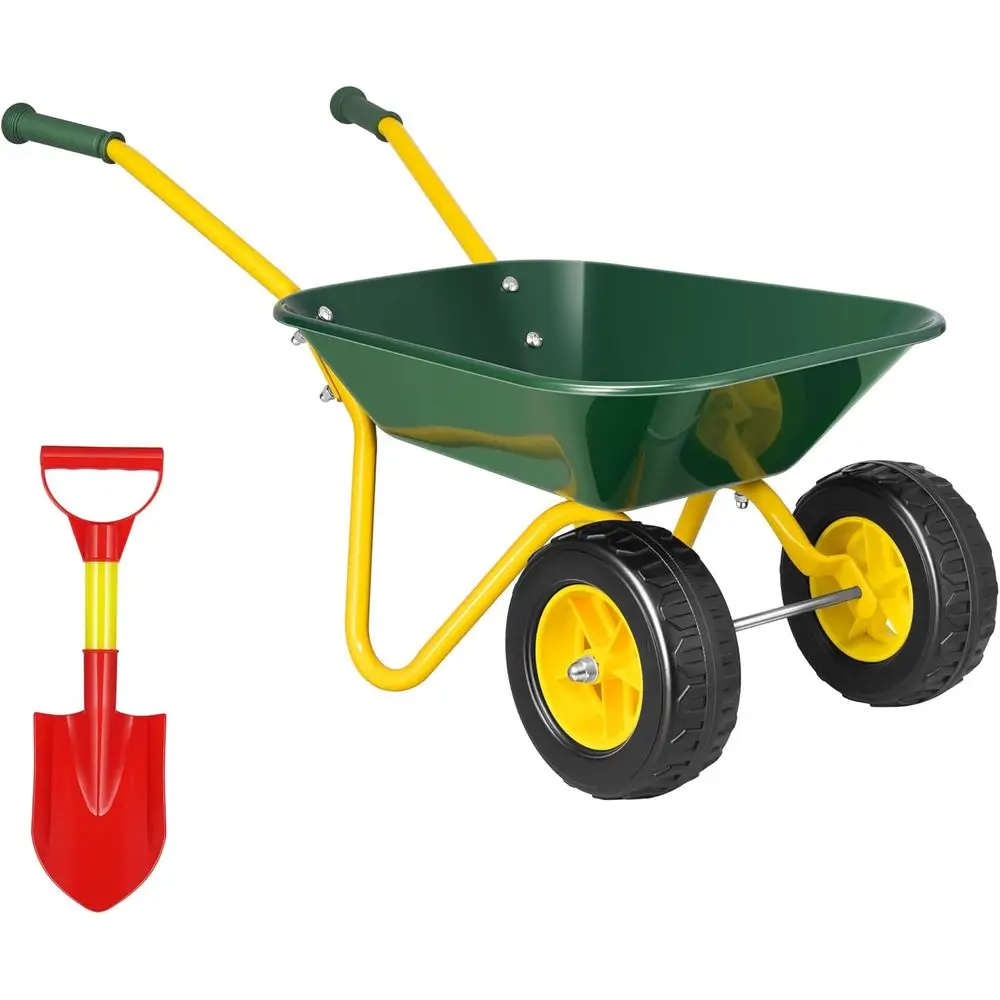 

Children's Wheelbarrow with Gardening Tools for Outdoor and Indoor Play in Green