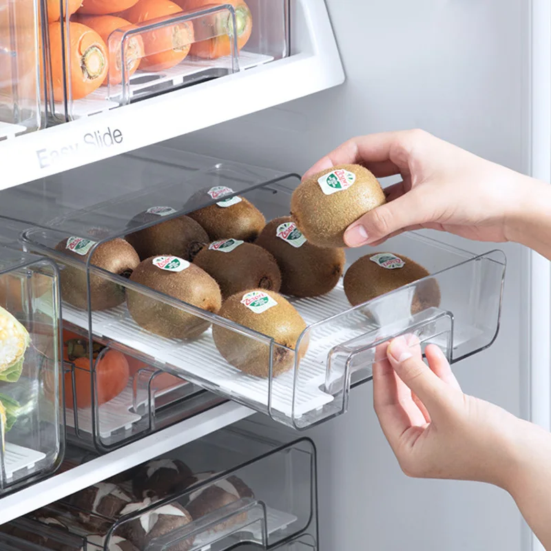 Refrigerator Storage Boxes Food Storage Drawer Boxes Double Layer Clear Kitchen Refrigerator Fruit And Vegetable Storage Boxes