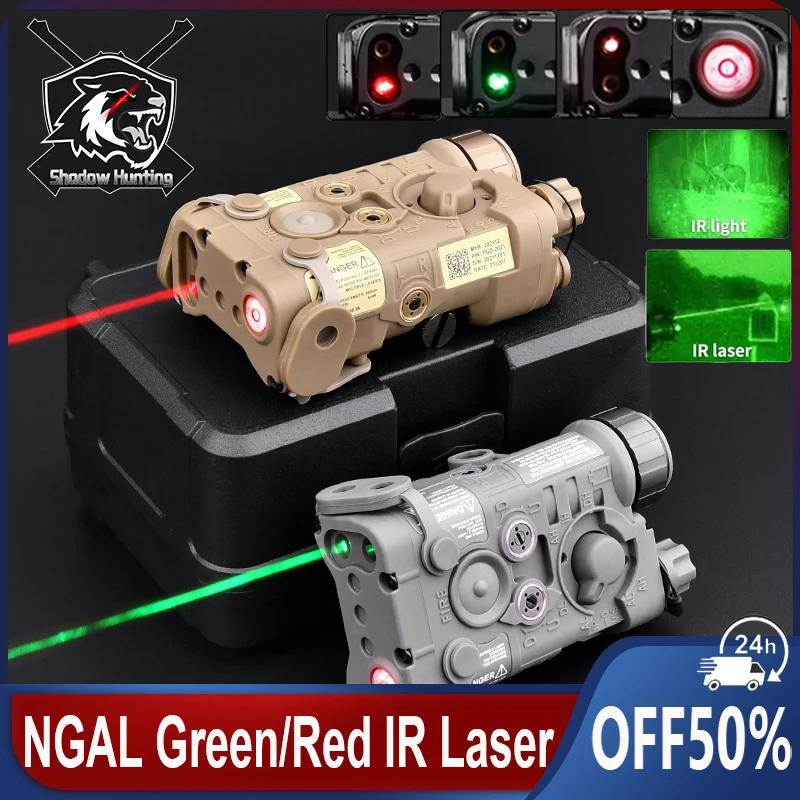 Tactical WADSN NGAL Laser Pointer IR Illuminator Red Green IR Dot Sight Fit 20MM Picatinny Rail Airsoft Hunting Weapon Indicator