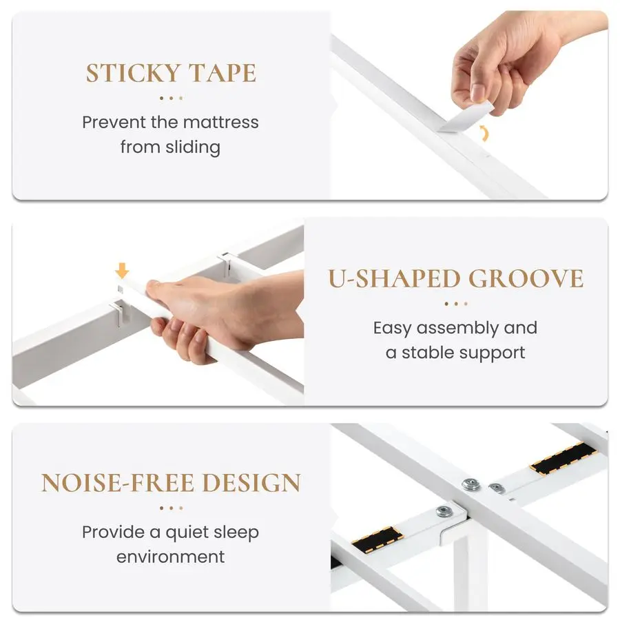 CERLIN 14인치 풀 사이즈 메탈 플랫폼 침대 프레임 빈티지 아이언아트 헤드보드 및 풋보드 매트리스 받침대 수납용