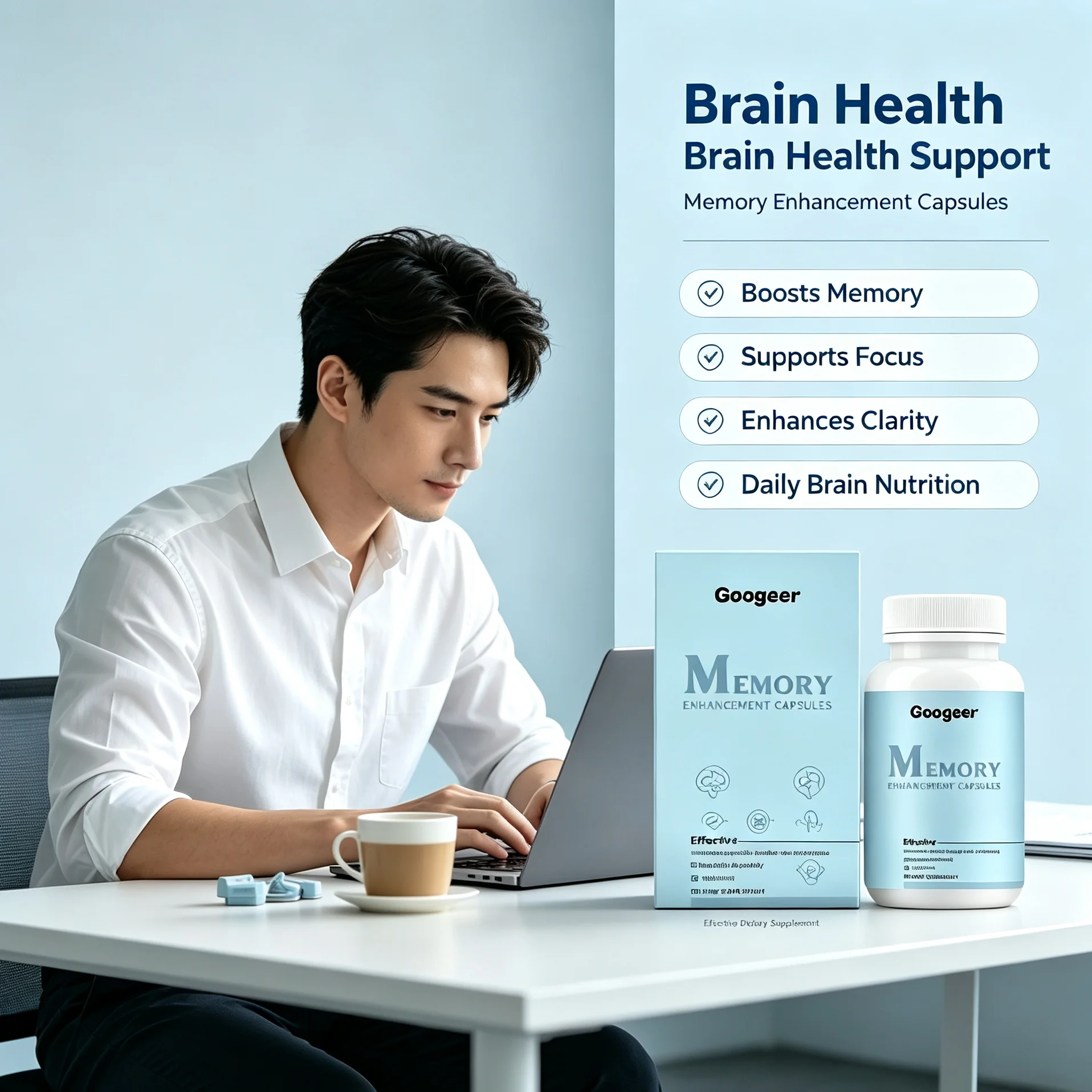 Memory Support Brain Health Capsules Nootropic Supplement for Mental Clarity & Cognitive Performance