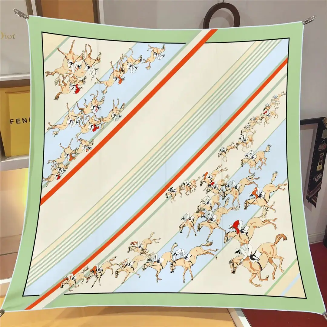 90*90cm moda lenço de alta qualidade nova impressão bandana xale verão protetor solar quadrado headcloth feminino verão protetor solar lenço de seda