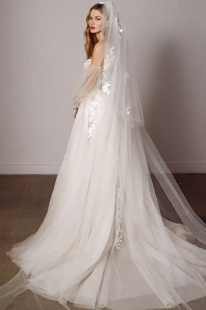 Lakshmigown Modernes Schulterfreies A-Linien-Hochzeitskleid für Frauen Maßgeschneiderte Sexy Rückenfreie Strand-Brautkleider mit Langen Ärmeln – Detail 6