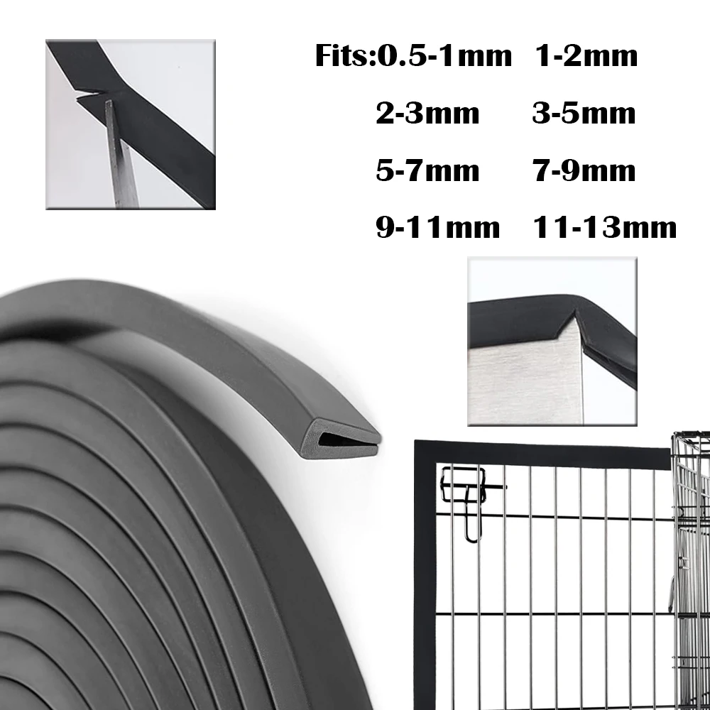 1 Meter U Channel Door Rubber Sealing Strip,Edge Protector, Weather Strip, Noise Insulation,Rubber Profile for Glass, Metal,Wood