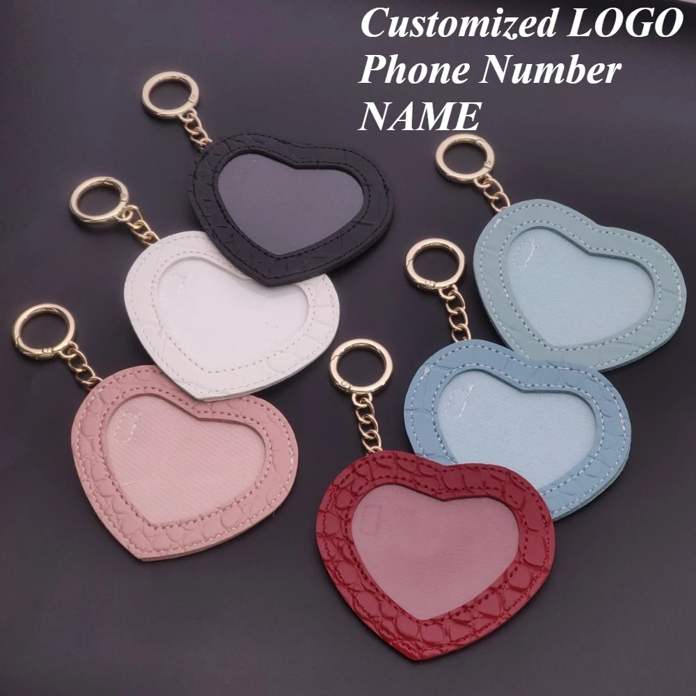 Custom Heart-shaped Badge Keychain Storage Bag Anime Star Medal Key Chain Cute Leather Keyring Personalized Tag License Plate