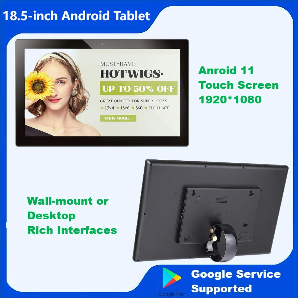 

18.5 Inch Slim Edge Android Tablet 4G+32G With Bracket Multi Media Vertical Display Wall Mount POE Monitor Smart Home Unit WIFI