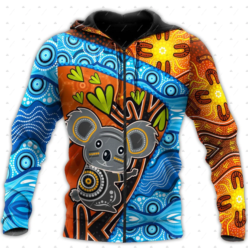 Custom Name Australia kangaroo Aborigine Retro Indigenous Tattoo Vintage 3DPrint Pullover Harajuku Casual Hoodies Zip Jacket Q6