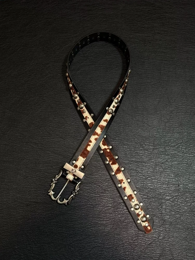 

Модный универсальный пояс в американском стиле с пряжкой из сплава и вставками из конского волоса, высококачественный аксессуар для повседневной одежды