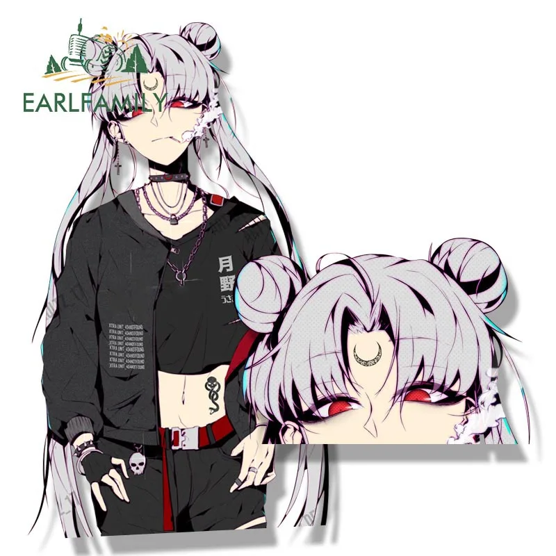 

EARLFAMILY 13cm for Cute Girl Car Stickers Anime Vinyl Car Accessories Decal Motorcycle Surfboard Laptop Waterproof Campervan