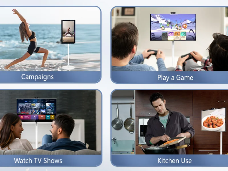 32 بوصة مع كاميرا أندرويد 13 شاشة تعمل باللمس شاشة محمولة تلفزيون لاسلكي تلفزيون LCD متحرك تلفزيون ذكي #3
