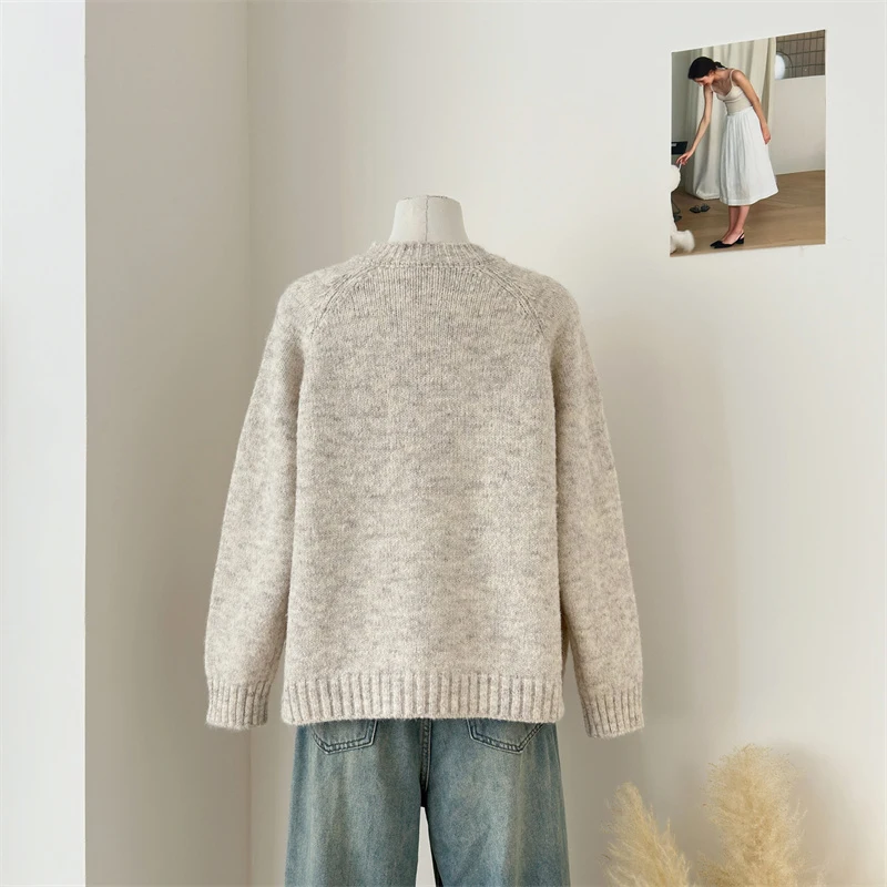 MEXZT Kawaii سترة مشغولة من الصوف المرأة Harajuku لطيف طباعة سترة ملابس خارجية الشتاء الكورية تريكو موضة كم طويل لاعبا