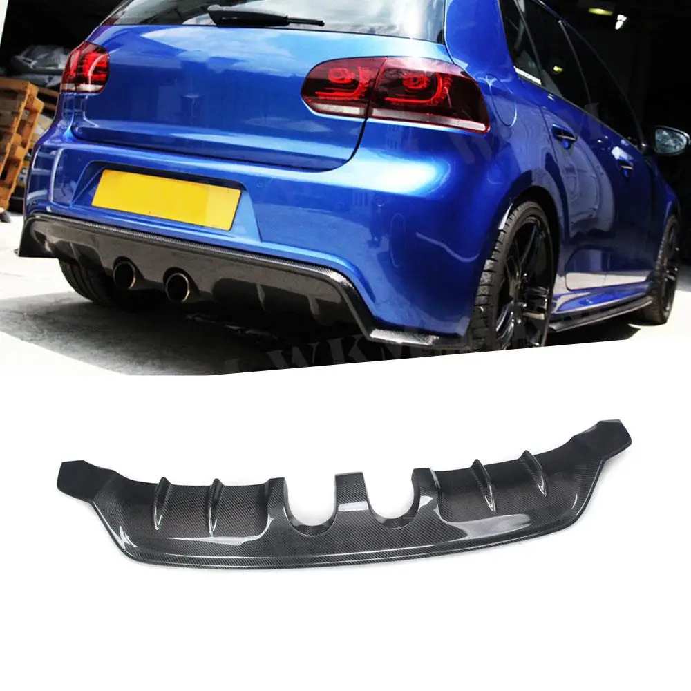 Carbon Fiber FRP Rear Lip Diffuser Spoiler For Volkswagen VW Golf 6 VII MK6 R20 2010-2013 E Style Back Bumper Plate Guard