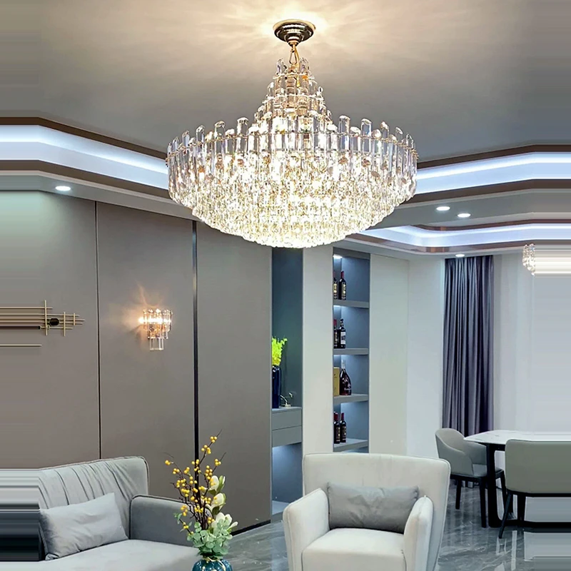 Modern Luxury Crystal Chandelier For Duplex Building Living Room Dinning Hanging Light Decor Lustre Fixture Suspension Luminaire