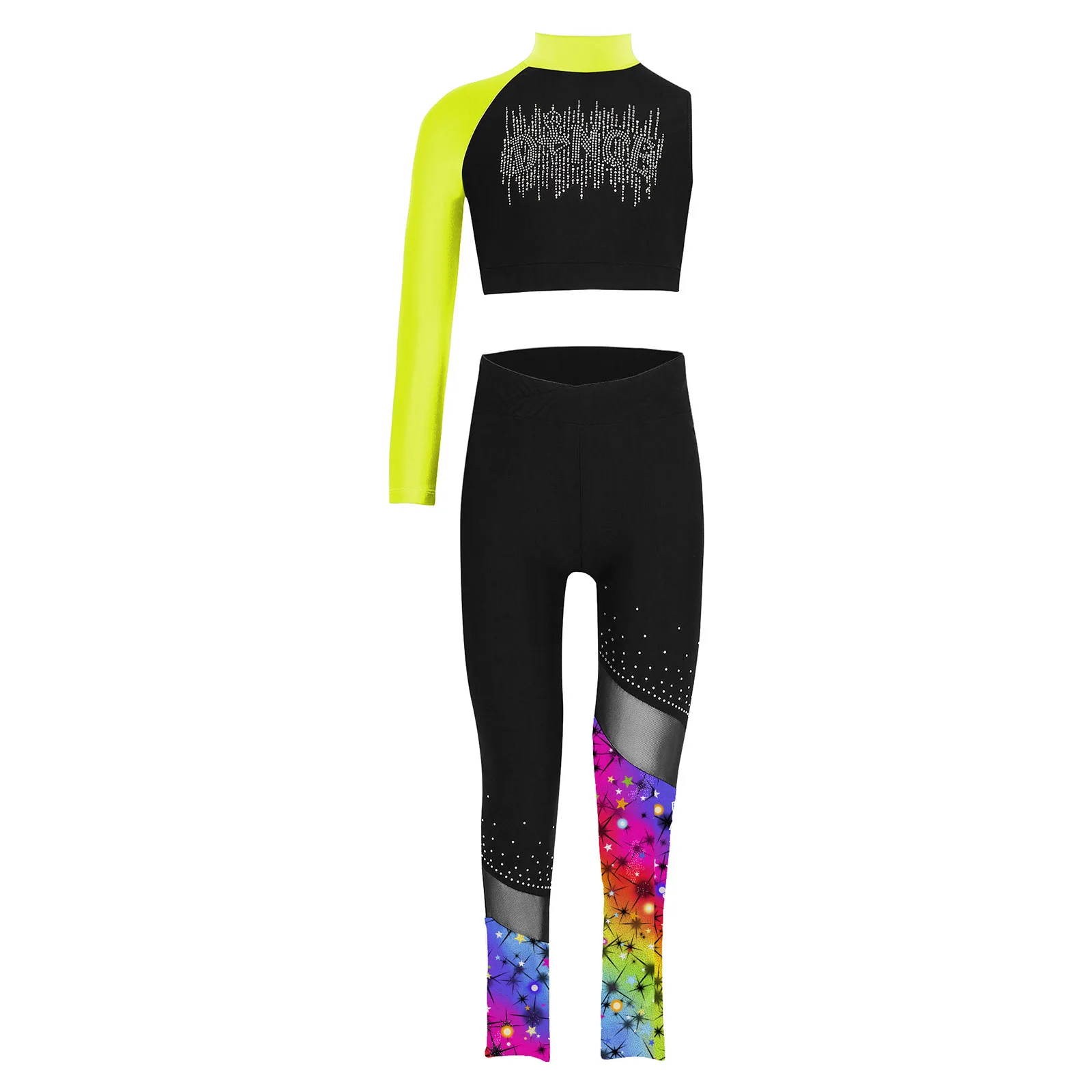 أطفال بنات قطعتين الترتر الباليه الرقص وتتسابق زي المحاصيل تانك القمم طماق الرياضية مجموعة الجمباز رياضية Dancewear