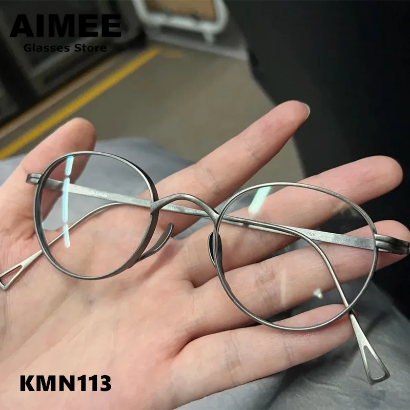 Brand Designer Titanium Ultralight Glasses Frame KMN113 Men Women Retro Oval Round Eyeglasses Fashion Handmade Spectacles Frames