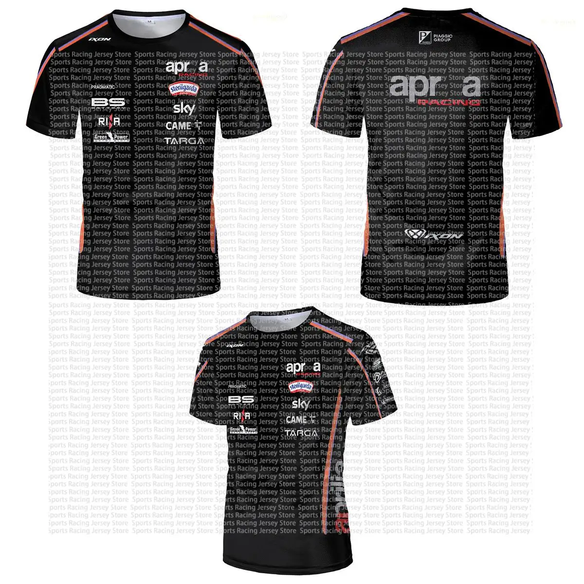 Men's Black Racing Style 3d Print T-shirt Short Sleeve Crew Neck Sports Team Inspired Tee Casual Motorcycle Fan Shirt For Summer