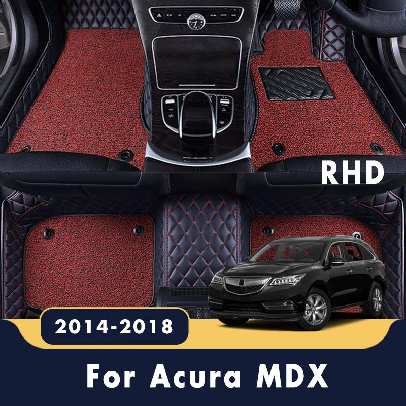 

RHD Carpets For Acura MDX 2018 2017 2016 2015 2014 (5 Seater) Luxury Auto Leather Rugs Car Floor Mats Double Layer Wire Loop Pad