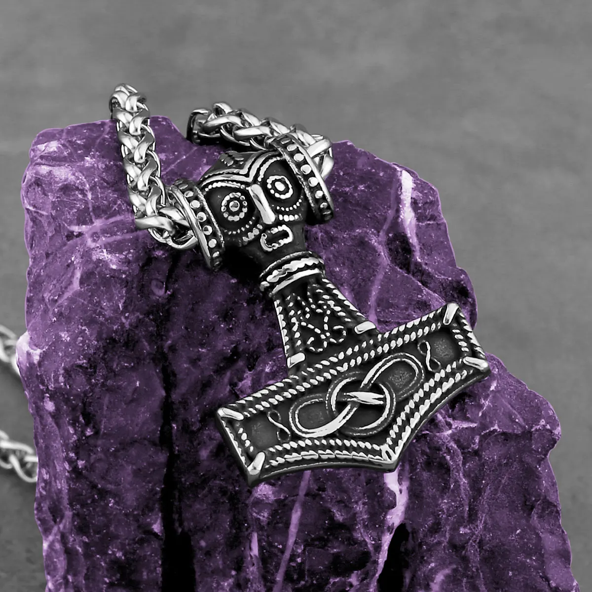 Fashion Viking Anchor Mjolnir Necklace Stainless Steel Men's Celtic Knot Hip Hop Amulet Pendant Vintage Charms Jewelry Wholesale view 2