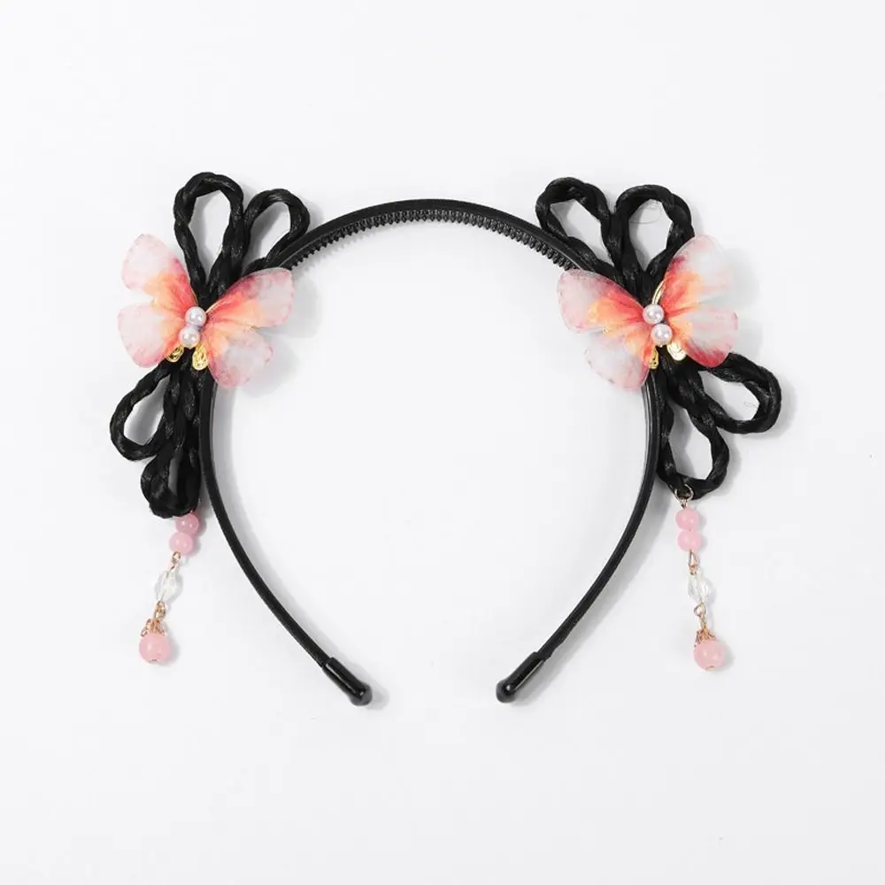 Hair Accessories Butterfly Children's Headband Ancient Braid Chinese Style Hair Band Tassel Cosplay Hanfu Hair Hoop Photo Props