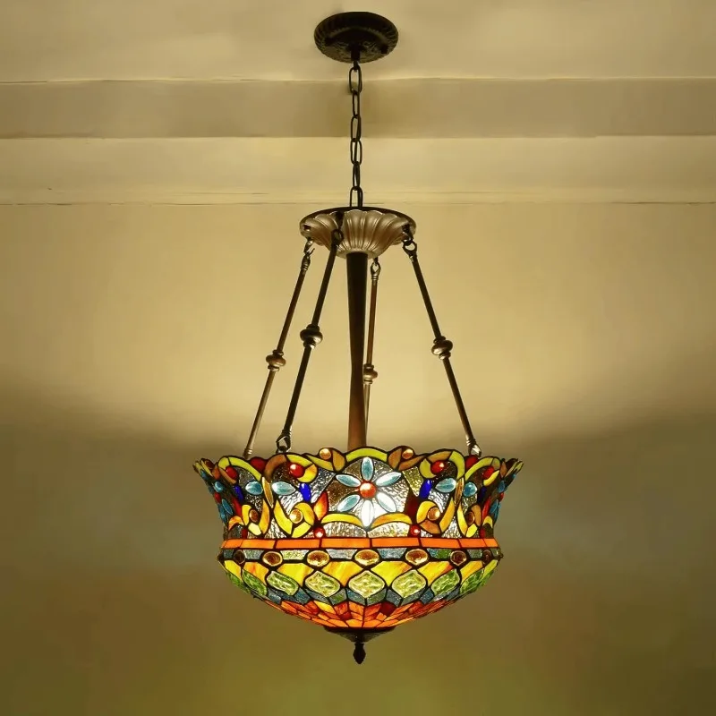 Mediterranean chandelier French old Shanghai retro pastoral balcony study baroque glazed shell lamp