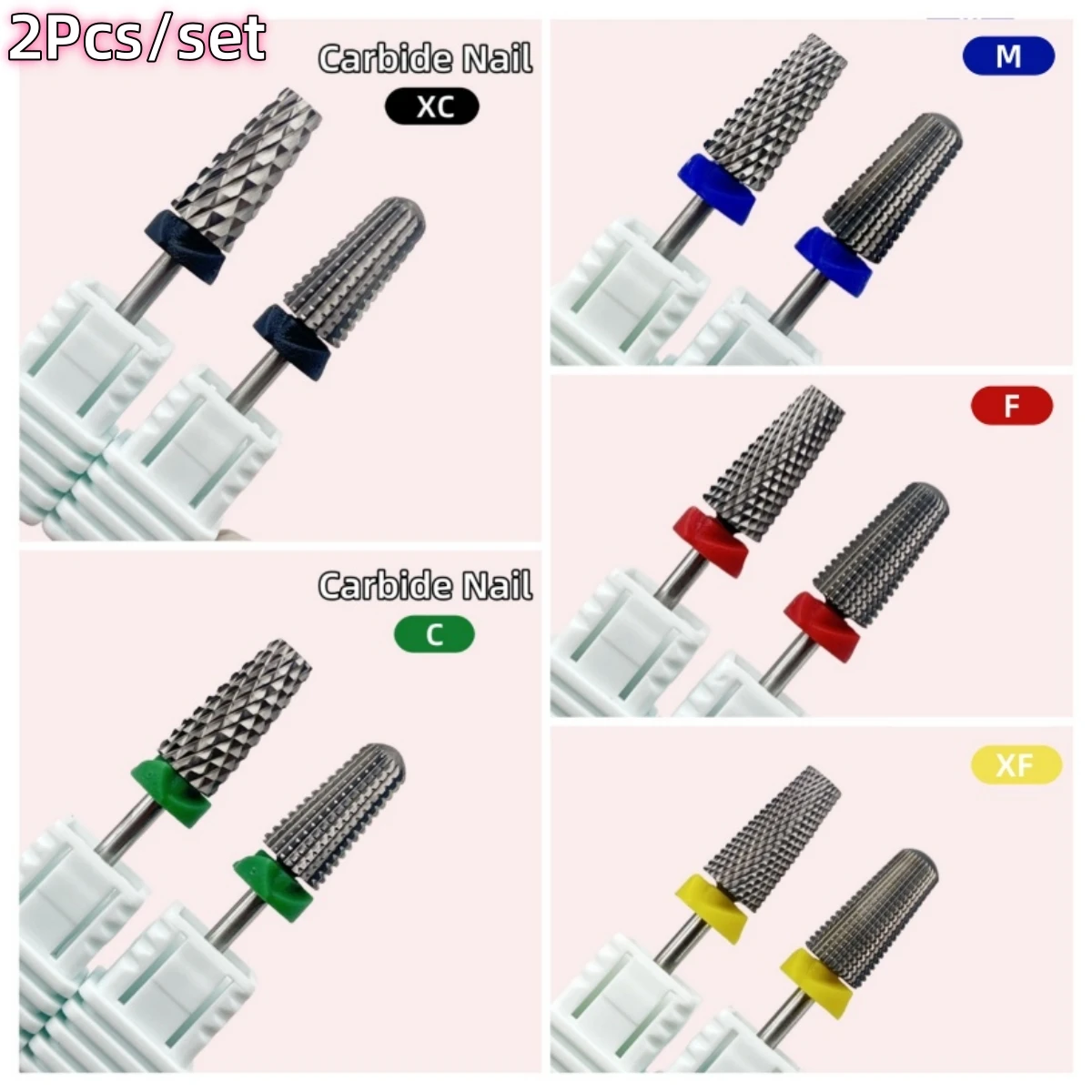 2個/セット 6.0mm 4 IN 1 大型傘型オリジナルタングステン鋼カーバイドネイルドリルビットファイルアクセサリーペディキュアネイルツール