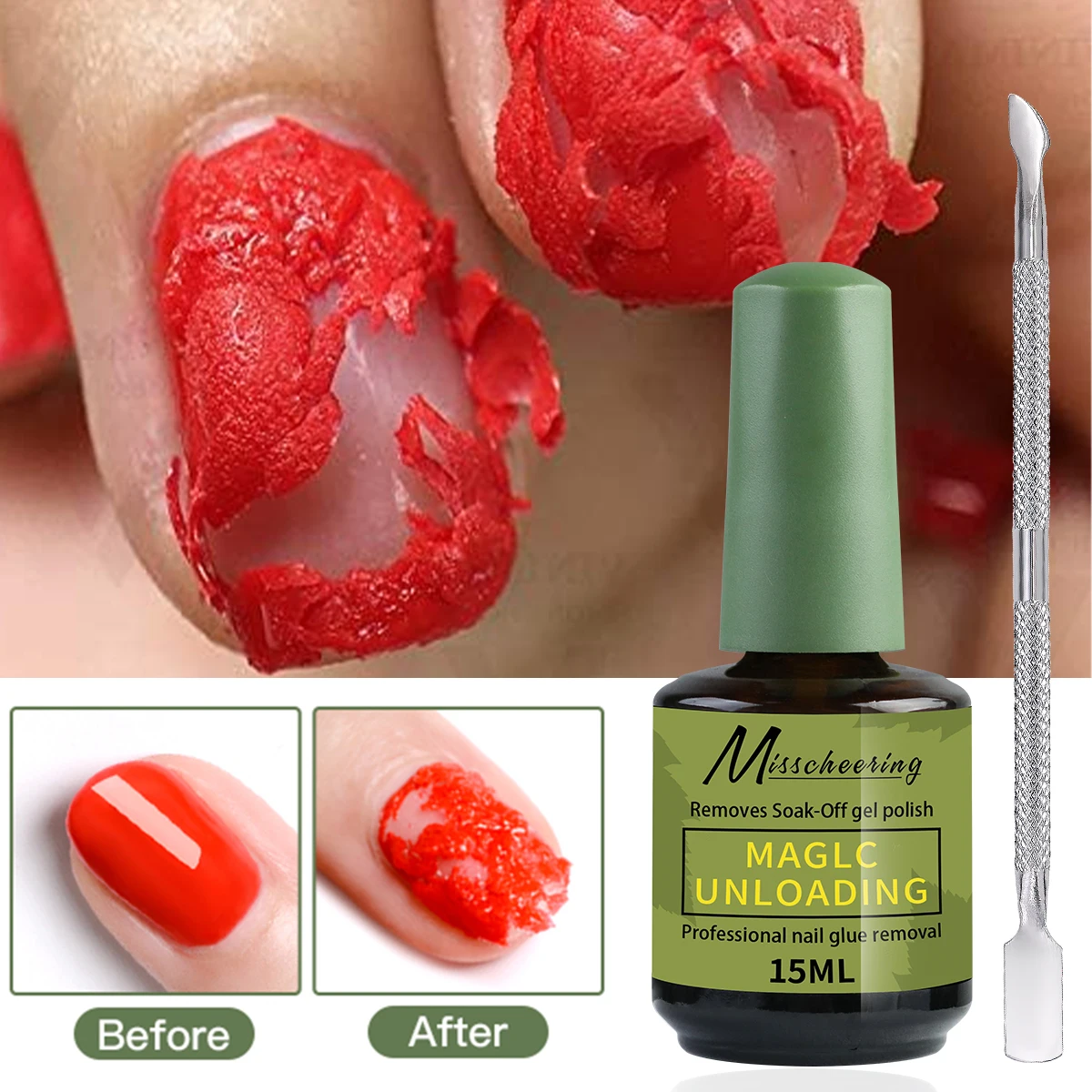 2pcs Kits 15ml Magic Remover With Remove Tool Quickly&Easily Remove UV/LED Semi Permanent Nail Gel Polish And Poly Nail Gel