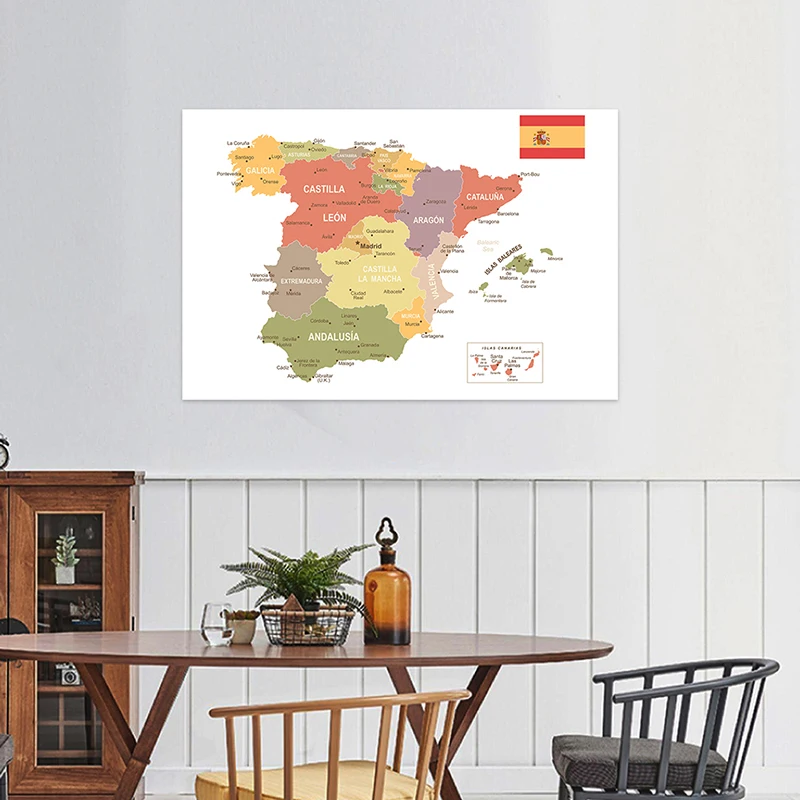 100*70cm dobrável spray mapa do mundo espanhol imagem arte pano de fundo casa decoração material escolar em espanhol