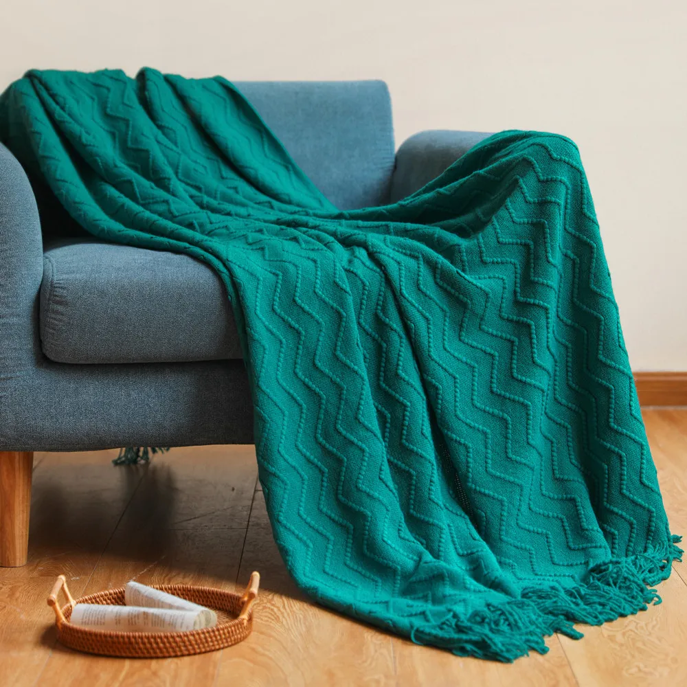 

Sofa Cover Blanket Thickened Knitted Tassel Blankets Office Air Conditioning Blanket Bed Tail Blankets Nap Blankets