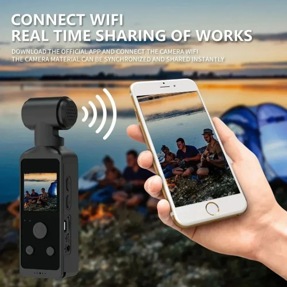 

4K Ultra HD Pocket Action Camera 270° Rotatable Vlog Wifi Mini Sports Cam Waterproof Case Helmet Travel Bicycle Driver Recorder