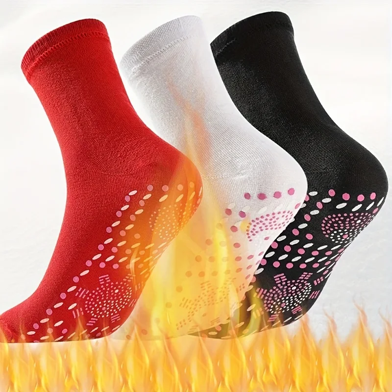 3 pairs Tourmaline Self-Heating Socks Winter Warm Thermal Health Care Socks Slimming Health Short Sock Magnetic Therapy Sock