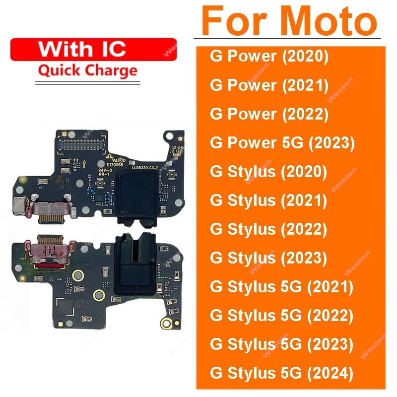 Placa de Carga USB para Motorola Moto G Power, G Stylus, G Stylus 5G 2020, 2021, 2022, 2023, 2024, Repuesto de Puerto de Carga