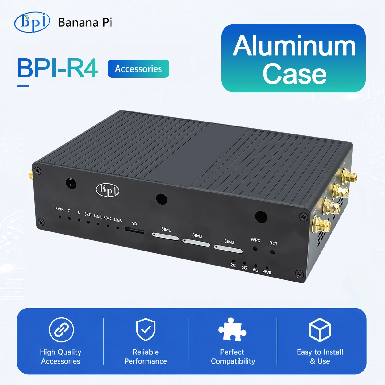 Banana Pi BPI-R4 Aluminum Case for Banana Pi BPI-R4 Development Board Accessories