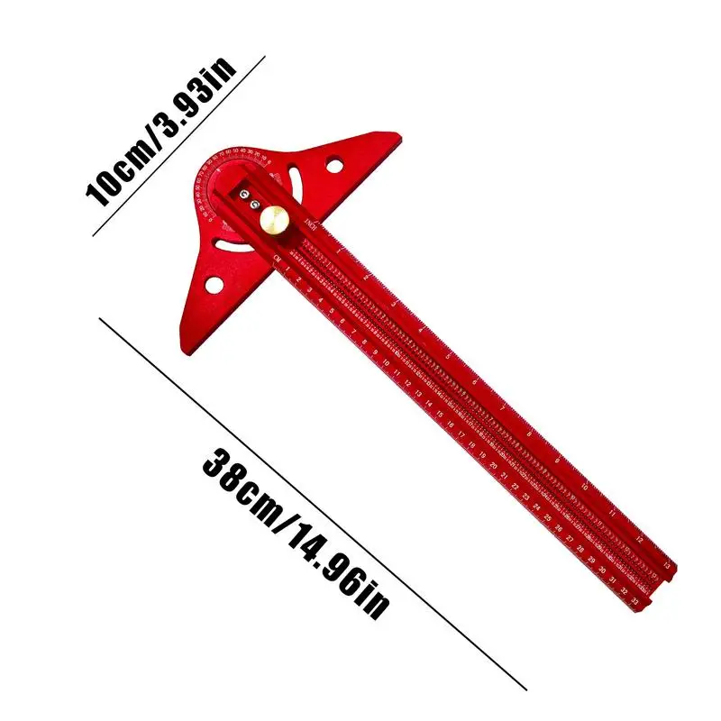 Herramienta de trazado de madera, regla para carpintería, regla de calibre multifuncional ligera de aluminio de alta precisión ajustable cuadrada para enmarcar