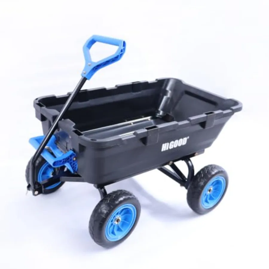 HIGO0D s Garden Dump Cart, 10in NO-Flat Tires Hand Truck, Heavy-Duty Durable Poly Wheel Barrow, Service Cart Blue