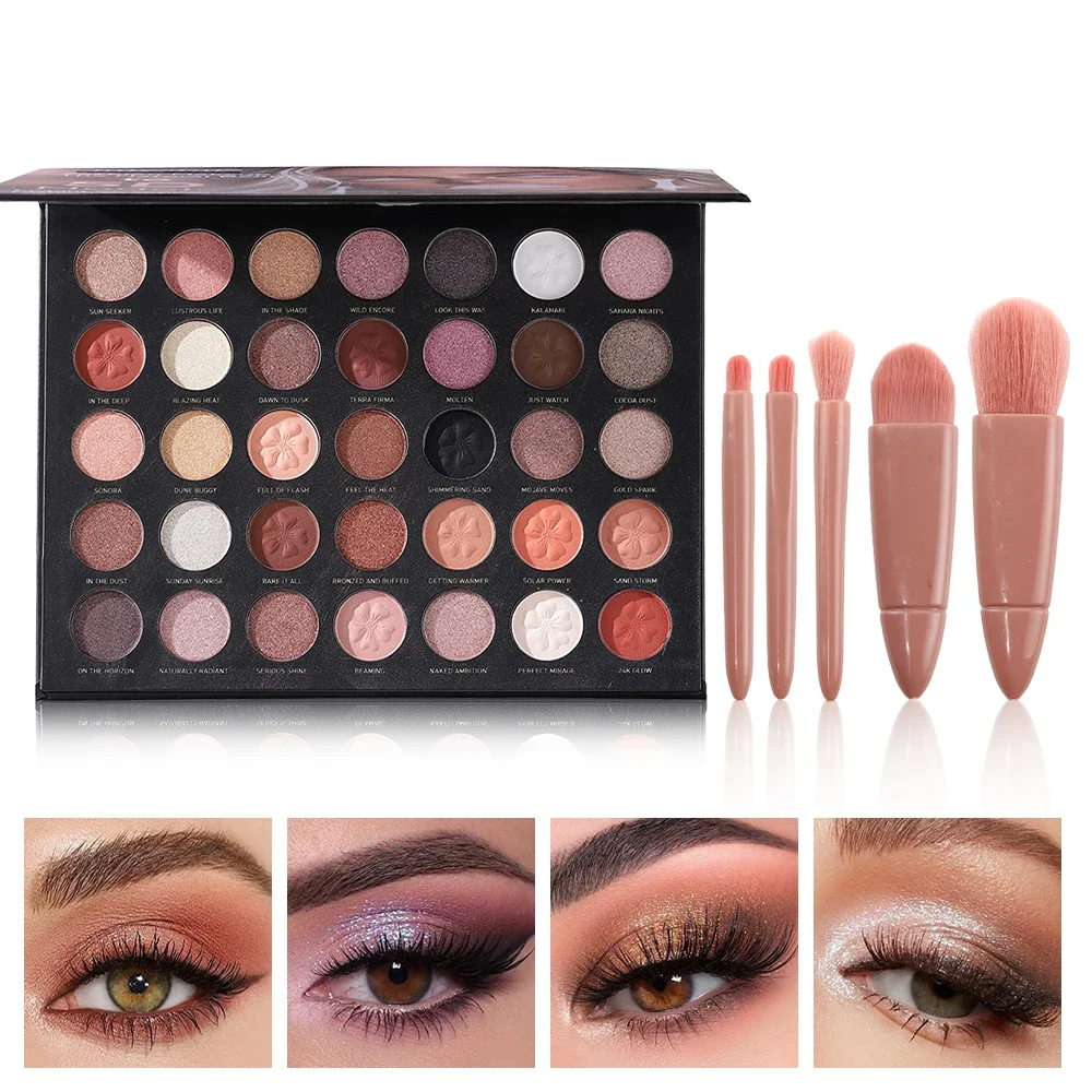 Vibrant 30 Color Eyeshadow Palette, Multi‑Texture Eye Shadow Set with Travel Brush Kit, Great Gift for Makeup Enthusiasts