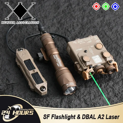 WADSN 戦術 DBAL A2 赤/緑/青レーザー & SF M300A/M600C 懐中電灯 & リモート Sitch セット LED ホワイトライトエアガン狩猟用