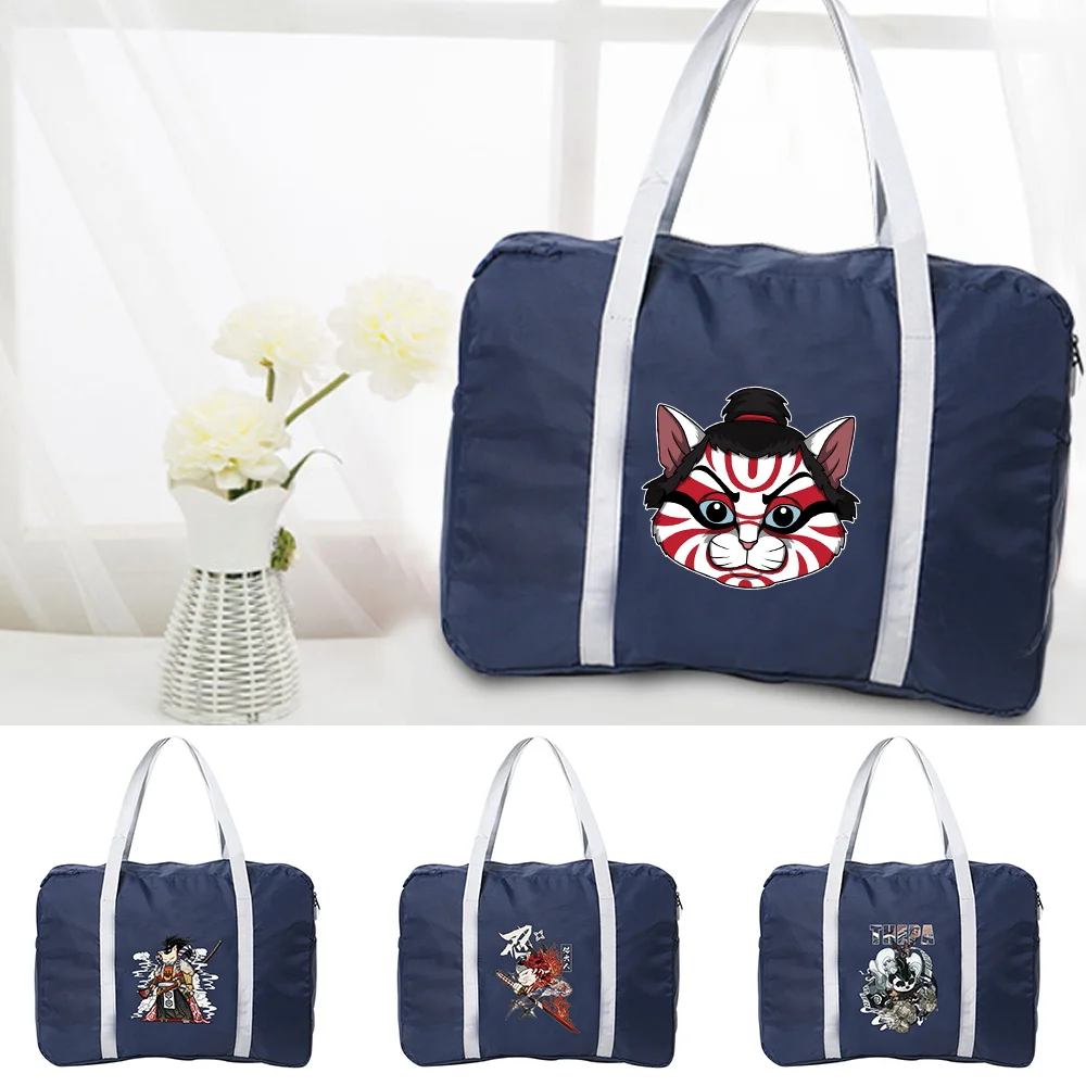 

Fashion Samurai Pattern Unisex Folding Bag Portable Waterproof Bag New Large Storage Bag