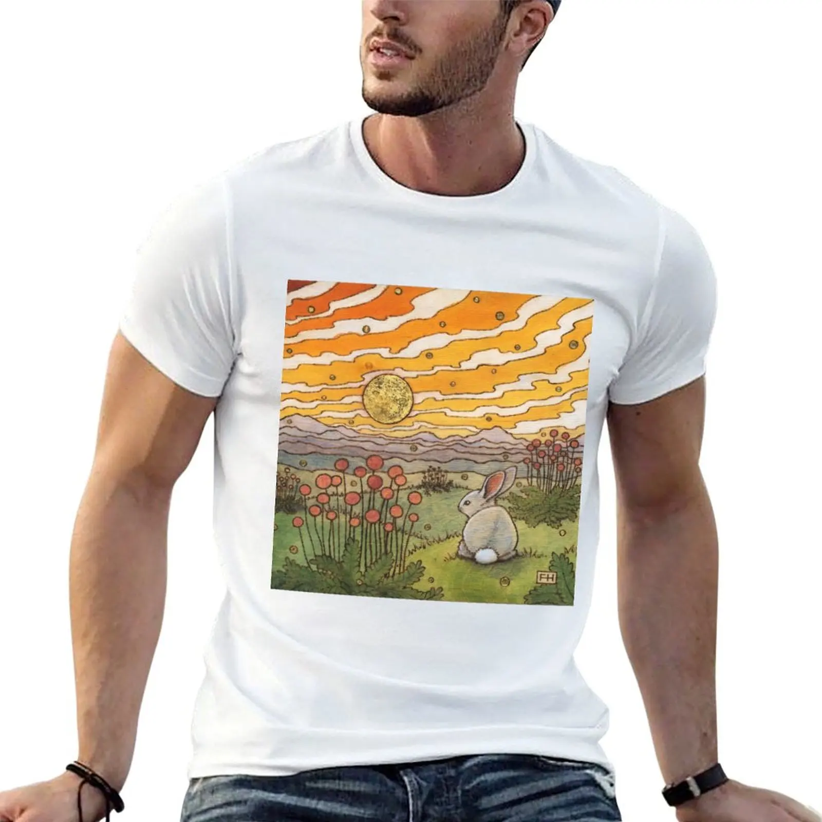 

Sunset T-Shirt heavy cotton t shirt man tshirt man Bunny