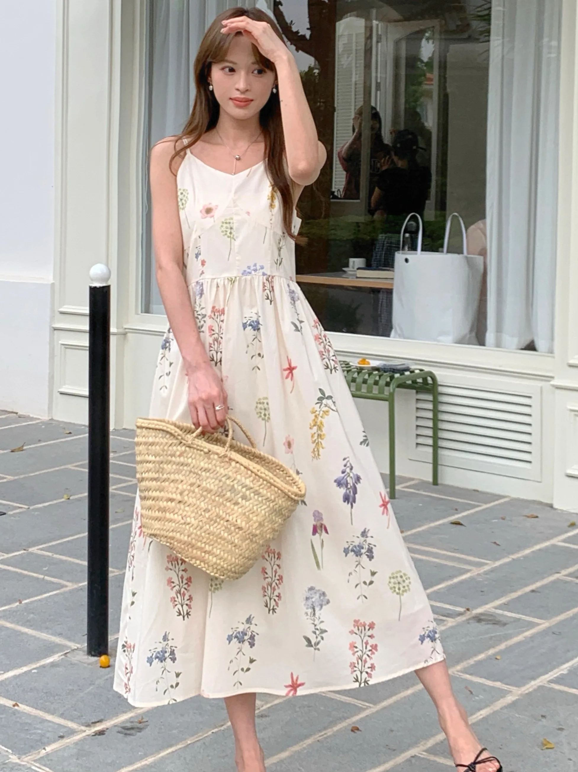 Süße Blumenweste Dr. Damen Mittellang Sommer Neu Urlaub Sle Chic Lässig Pendeln Einzelstück Anderes Material 00 %