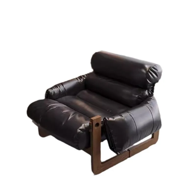 

Medieval style chair Leisure chair Balcony single sofa Reclining chair Living room reclining and sleeping solid wood sofa