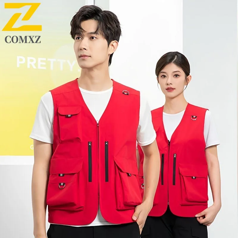 

2025 New Mens Fishing Photography Multi-Pocket Vest Outdoor Mountaineering Sports Vest Solid Color Breathable Sleeveless Jacket