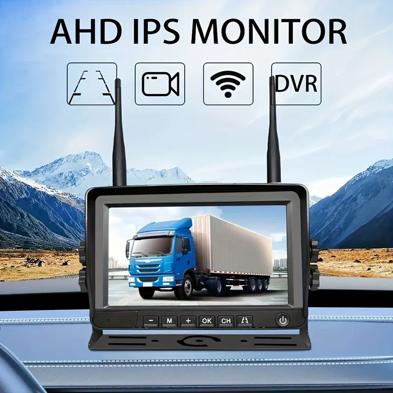 For Magnetic Wireless Backup 7 Inch AHD DVR Monitor Solar Camera