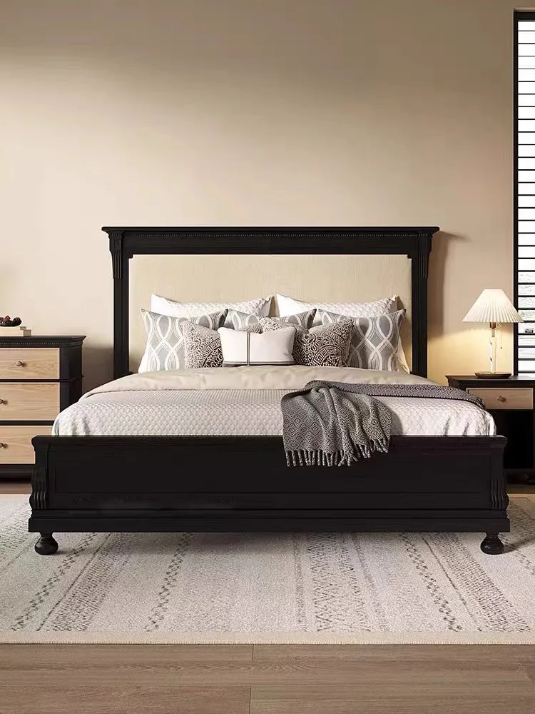 

American retro solid wood be d ash wood bedroom double bed antique romantic wedding be d 1.8 meters master bedroom princess b ed