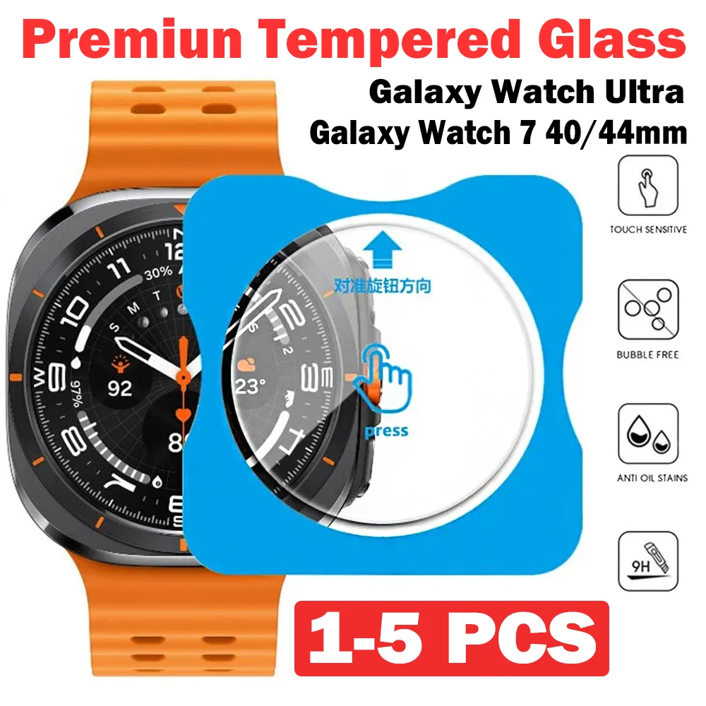 Vidro temperado para samsung watch ultra 47mm filme protetor de tela para samsung watch 7 4 5 6 40mm 44mm ferramenta de posicionamento de vidro