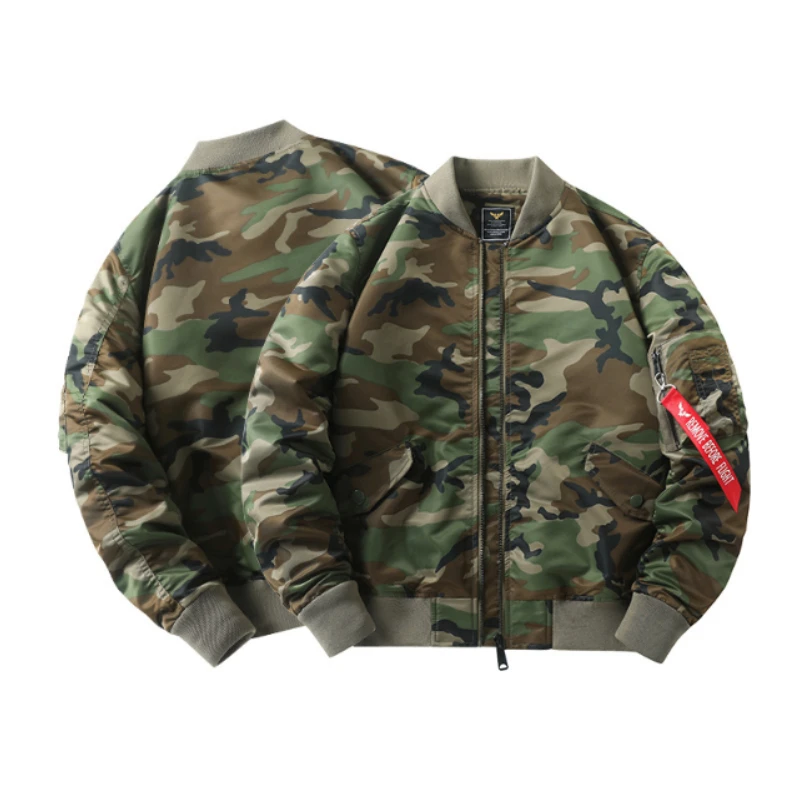 

Mens Camouflage Bomber Jacket Winter Autumn Warm Padded Thin Pilot Jacket Fashion Military Style Outerwear Casual Flight Coat