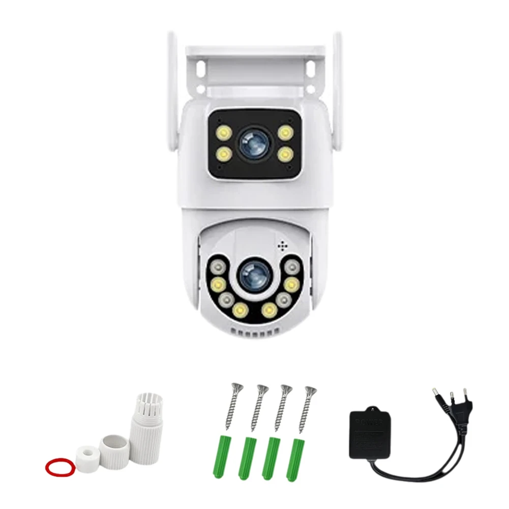 Fashion Wireless Security Camera 6MP HD Dual Lens External Wifi Camera Auto Tracking Street Surveillance Camera EU Plug